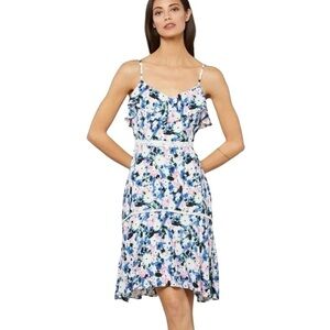 BCBG Harley Ruffle Dress - Floral Print Sleeveless Dress NWT